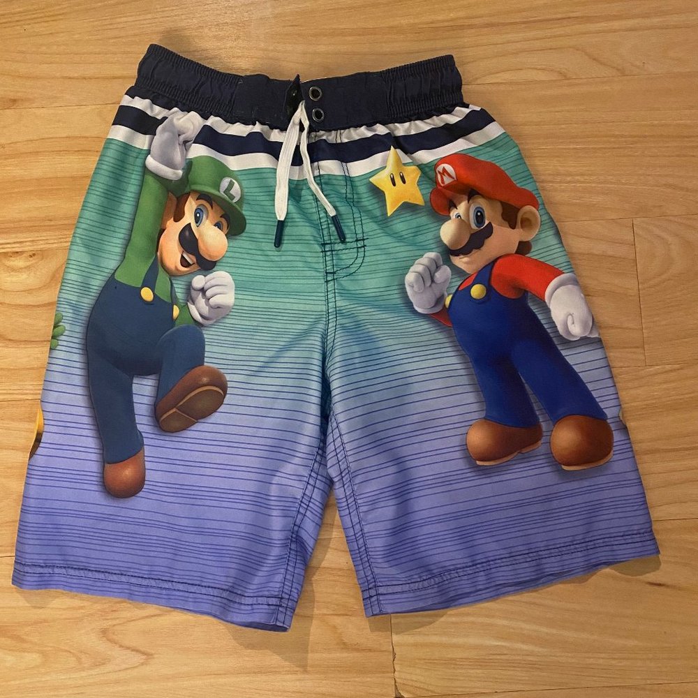 Super Mario Bros Swimming Shorts Trunks Luigi Yoshi Donkey Kong Large 10-12